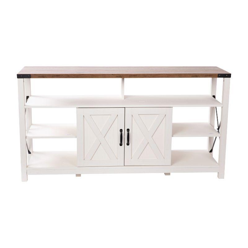 Flash Furniture Wyatt 60" Modern Farmhouse Tall TV Console Cabinet with Storage Cabinets and Shelves for TV's up to 60"