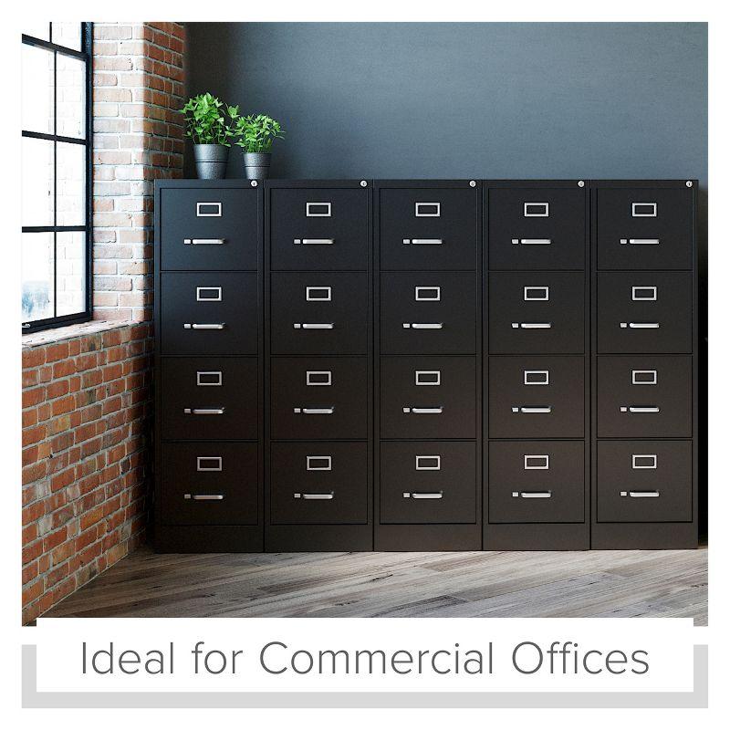 Hirsh Vertical File Cabinet 4 Drawer 22" - Black: Steel Office Filing, GreenGuard & ANSI/BIFMA Certified, No Assembly Required