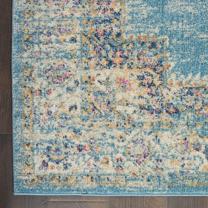 Nourison Passion Medallion Bohemian Indoor Rug Light Blue 2'2" x 10'