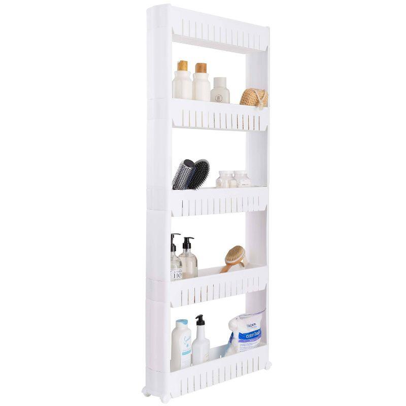 White 5-Tier Slim Slide Out Plastic Shelving Unit