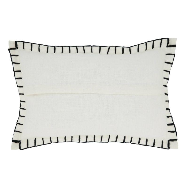 White Cotton Chunky Whip Stitch Lumbar Throw Pillow