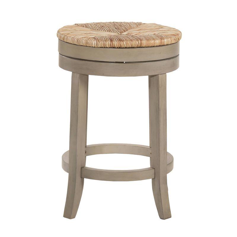 Carolina Living 24" Leif Swivel Rush Seat Counter Height Barstool Weathered Gray: Solid Wood, Indoor Use