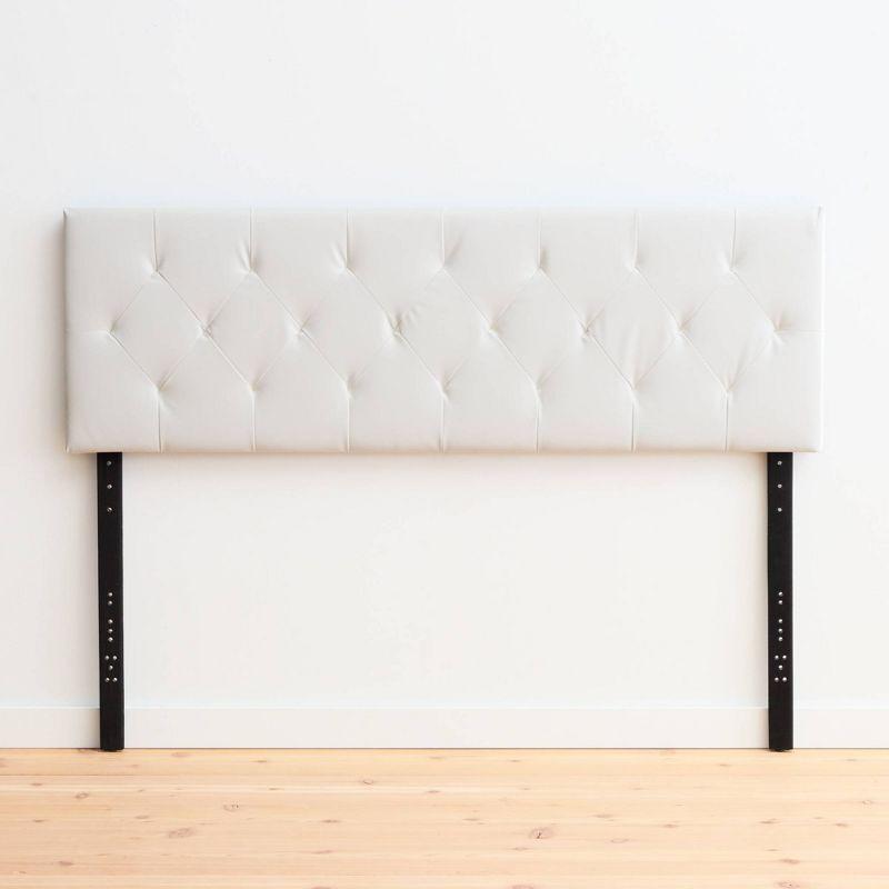 Avery Modern Faux Leather Tufted Full Headboard in Black