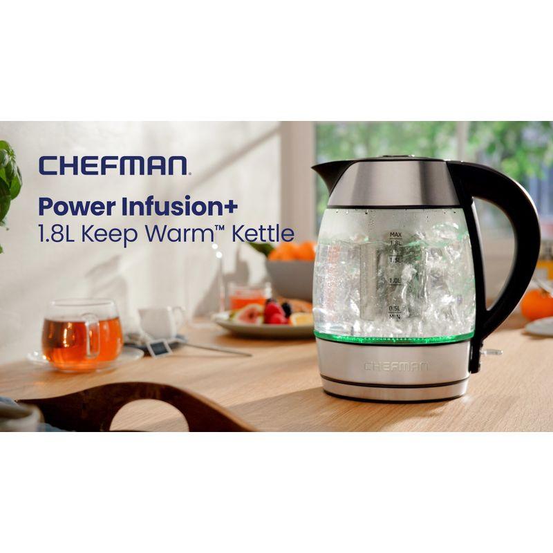 Chefman 1.8L Stainless Steel Glass Electric Kettle with Tea Infuser