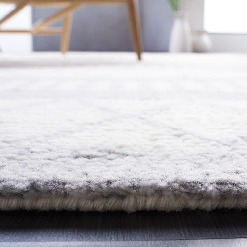 Ivory and Grey Handmade Wool Tufted Square Area Rug