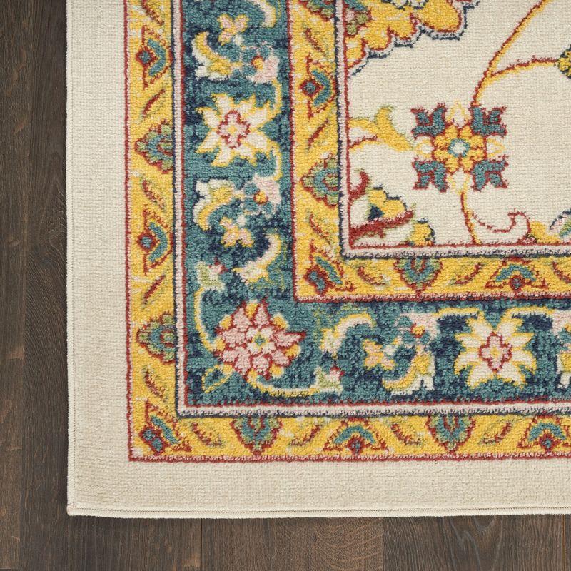 Nourison Essentials Floral Persian Indoor Outdoor Rug Ivory Gold 8' x 10'
