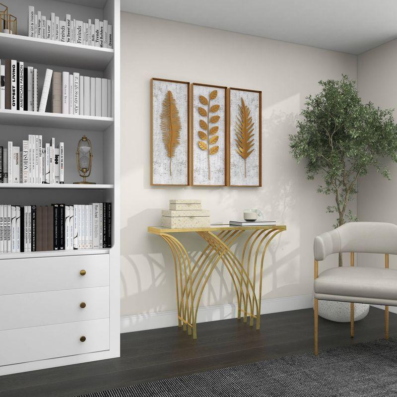 Mercer41 Derbyshire Metal Geometric Gold Console Table with Mirrored Glass Top
