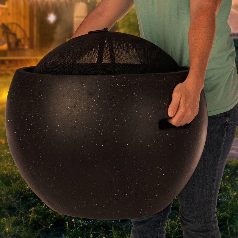 Pure Garden 24" Magnesium Oxide Round Outdoor Fire Pit Set Black: Includes Poker, Cover, 4200 BTU Output