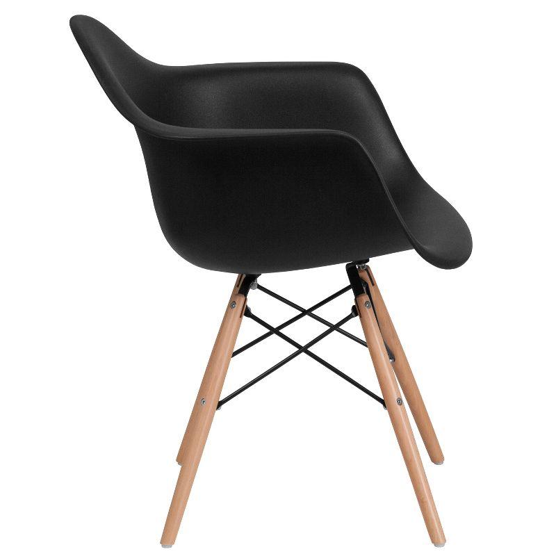 Modern Black Polypropylene Arm Chair with Wooden Legs