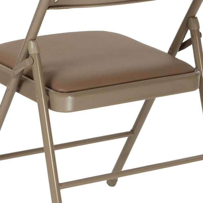 Beige Vinyl Armless Metal Reception Folding Chair Set