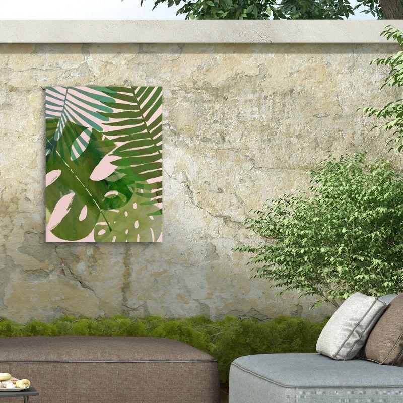 Tropical Tangle Green and Pink Outdoor Canvas Print