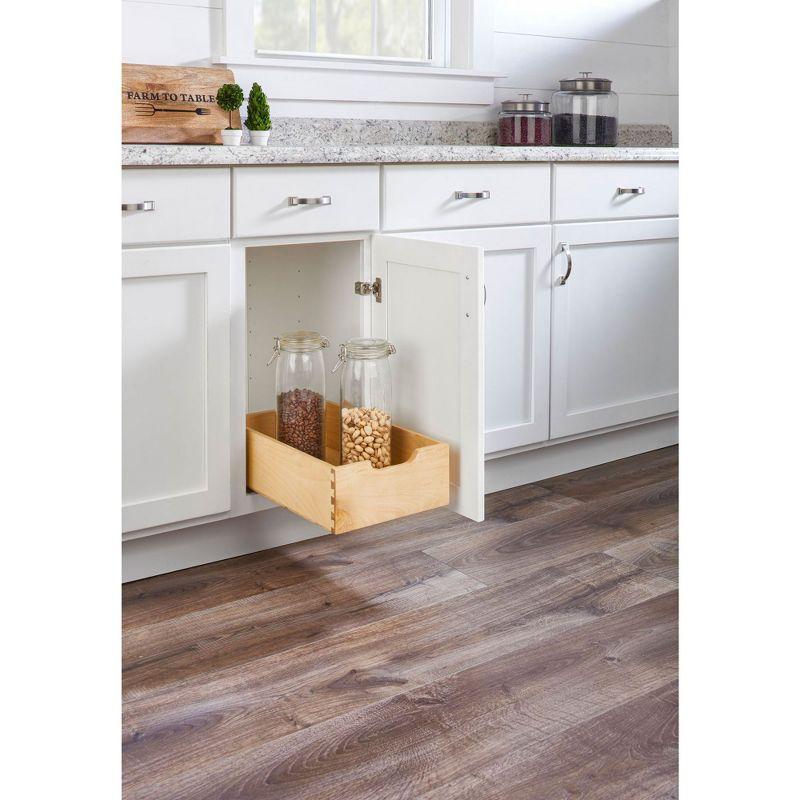 Rev-A-Shelf Single Wooden Drawer Pull Out Shelf Kitchen Storage Organizer with Soft Close Sides