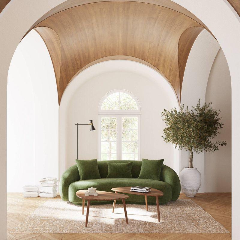 Poly & Bark Forma Coffee Table American Black Walnut: Mid Century Solid Wood, Half Moon Shape, 17" Height