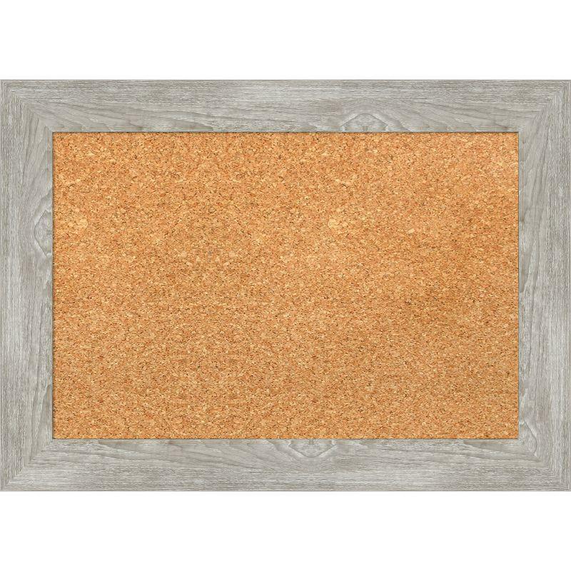 Dove Greywash Natural Corkboard with Rustic Wood Frame