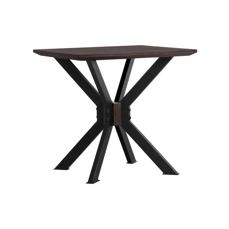 Acacia Wood and Black Metal Square End Table