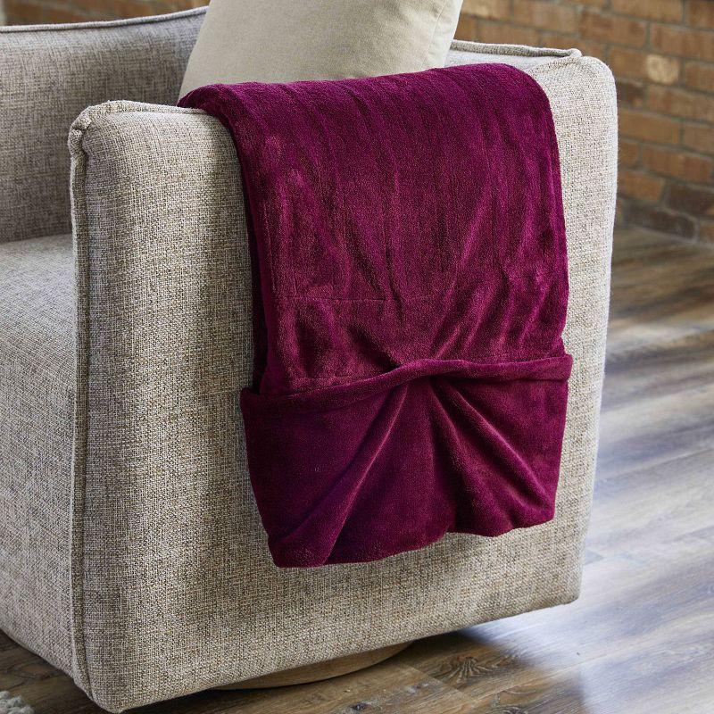 Bordeaux Ultralush Queen Heated Throw with Foot Pocket