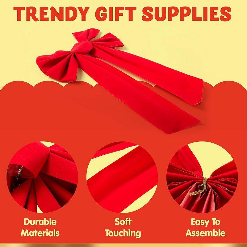 JOYFY 12pcs Christmas Red Velvet Bow Decoration for Christmas Party