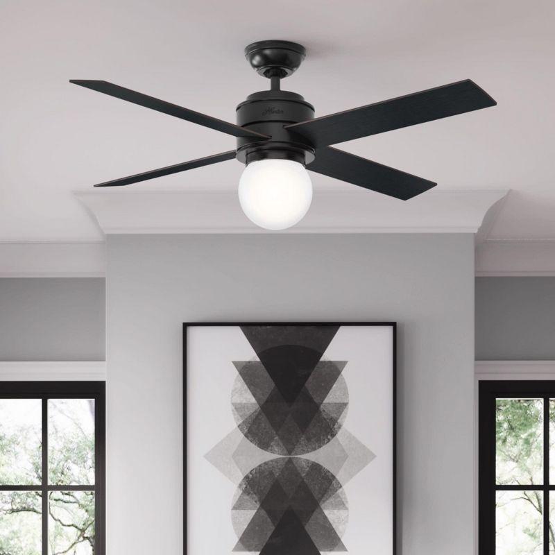 52" Hepburn 4 - Blade Standard Ceiling Fan with Wall Control and Light Kit Included