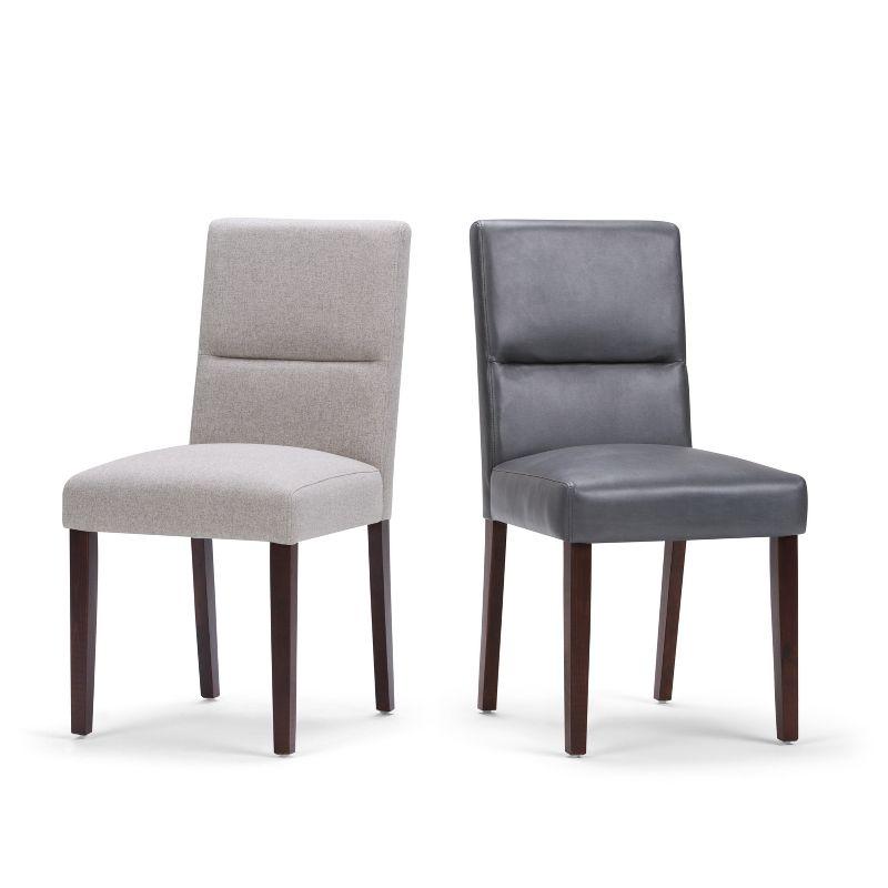 Set of 2 Seymour Parson Dining Chair Faux Leather Stone Gray - WyndenHall: High Back, Wood Legs, Comfort Foam