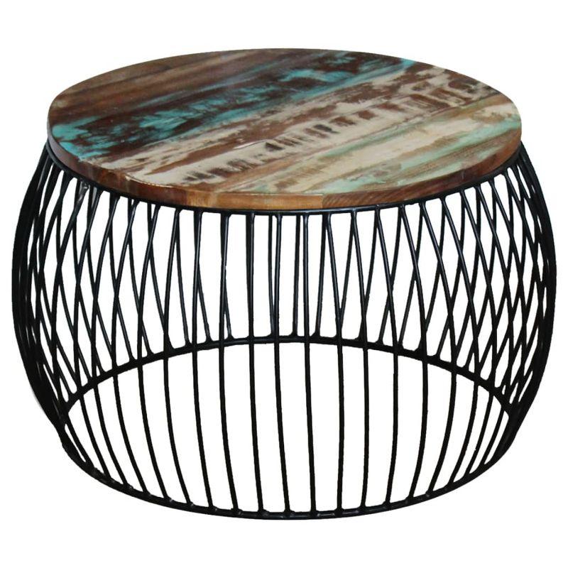 vidaXL Coffee Table Round Solid Reclaimed Wood 26.8 in.x14.6 in.