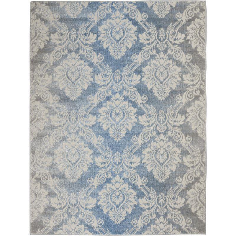 Nourison Elation ETN03 Indoor only Area Rug - Ivory Blue 5'3" x 7'3"