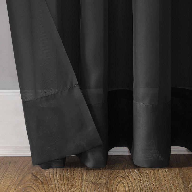 95"x59" Emily Sheer Voile Grommet Top Curtain Panel Black - No. 918