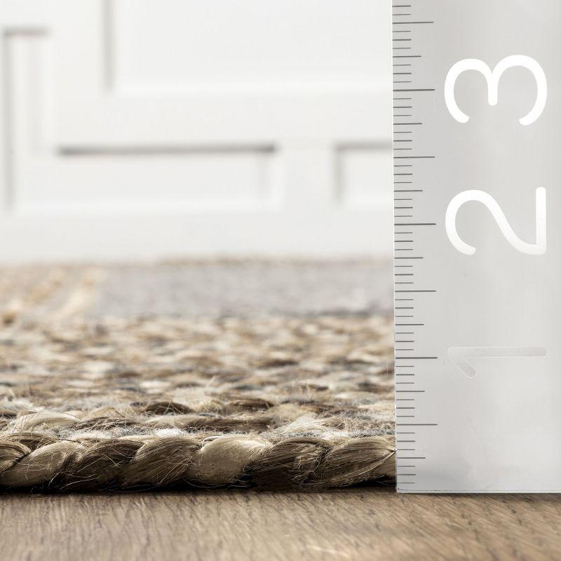 Nuloom Draya Solid 6 Round Wool Jute Indoor Area Rug for Dining Room Rug Neutral Rug Living Room Rug Kitchen, Grey/Ivory