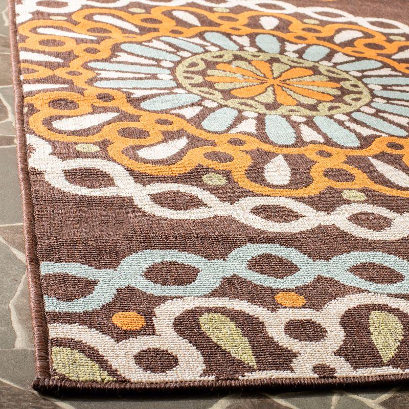 Chocolate and Terracotta Floral Reversible Rectangular Rug