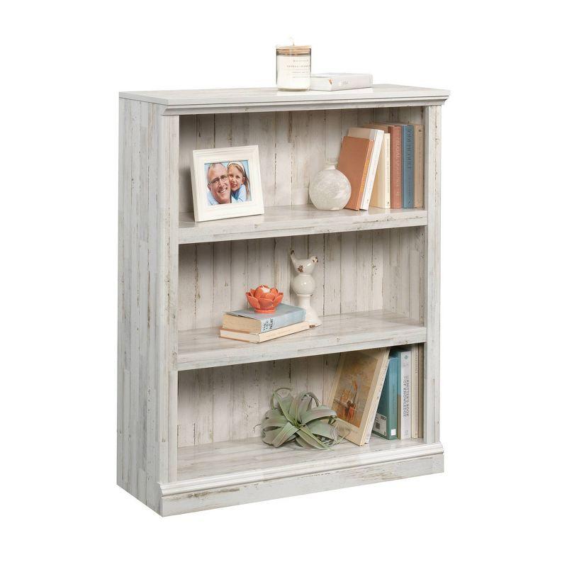 44" 3 Shelf Bookcase White - Sauder: Farmhouse Style, Smooth Laminate Finish, MDF Construction