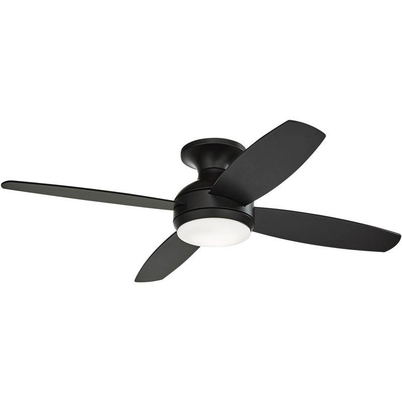 52" Matte Black Industrial Hugger Ceiling Fan with LED Light and Remote