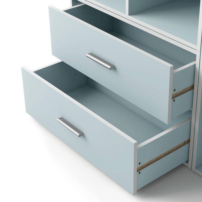 24/7 Shop At Home 15.7" Silkpath Modern 2 Drawer Stackable and Modular Bookcase Light Blue