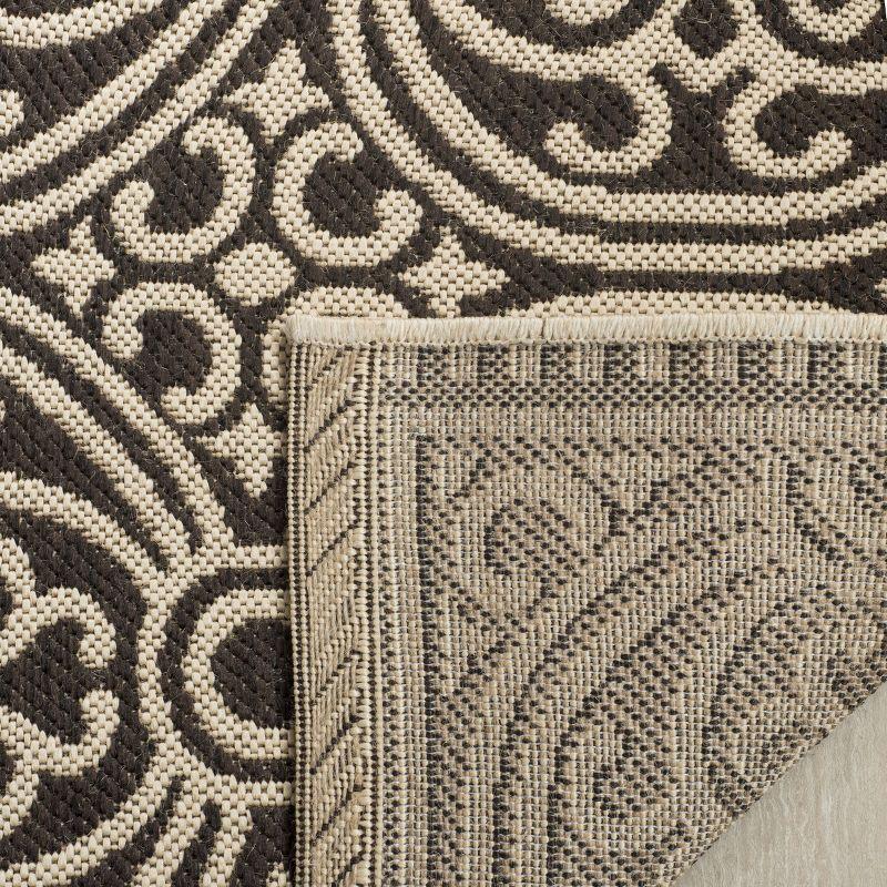 Cream and Brown Geometric Flat Woven 4' x 6' Area Rug