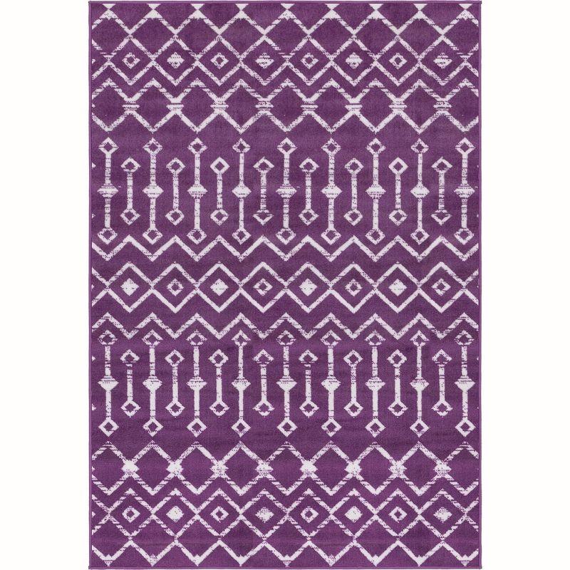 Violet Trellis 4' x 6' Rectangular Easy-Care Synthetic Rug