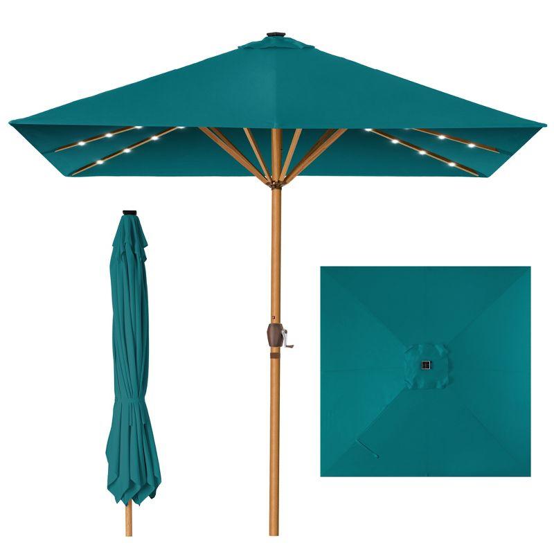 Cerulean Square Solar LED Lighted Patio Umbrella with Metal Pole