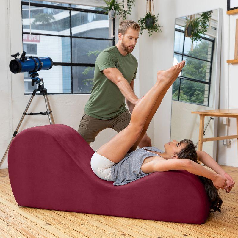 Avana Sleek Chaise Lounge for Yoga - Made in The USA - Great for Stretching, Relaxation, Exercise & More, 60D x 18W x 26H Inch, Red