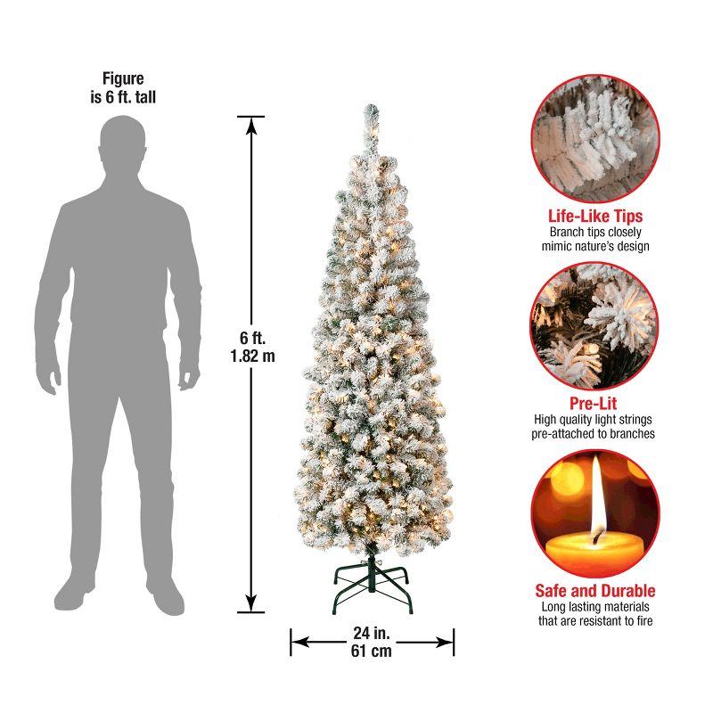 6' White Flocked Fir Slim Pre-Lit Christmas Tree with Clear Lights