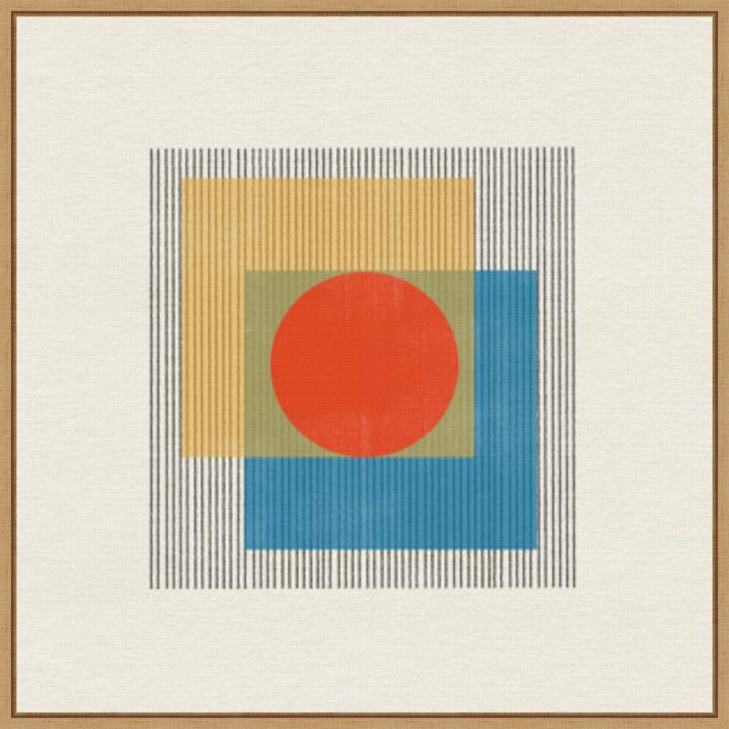 Midcentury Modern Abstract Canvas Print with Frame 22 x 22 inches