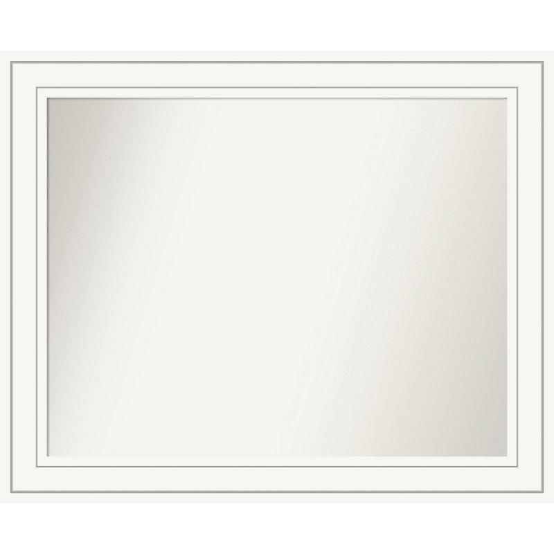 33" x 27" Non-Beveled Craftsman Wood Bathroom Wall Mirror White - Amanti Art: Modern Style, Wall Mounted, Includes Hardware