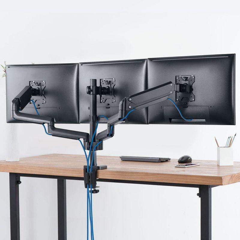 Mount-It! Triple Monitor Mount - 3 Monitor Stand for Gamers and Professionals Fits Curved or Flat Screens from 17 to 27 Inches, 15 Lbs per Screen