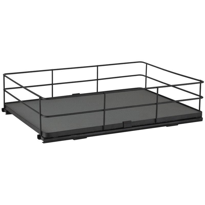 Organize It All 13.8"x20" Slide Out Shelf Organizer: Steel Kitchen Cabinet Storage, Black, 4.5" Height, 16.16 lbs