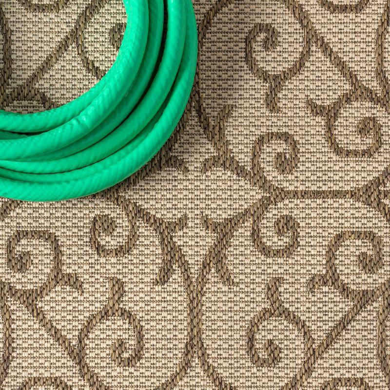 8'x10' Madrid Vintage Filigree Textured Weave Indoor/Outdoor Area Rug, Beige/Brown - JONATHAN Y