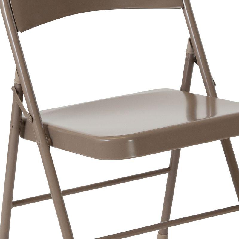 Beige Metal Foldable Reception Chair, 39" Length