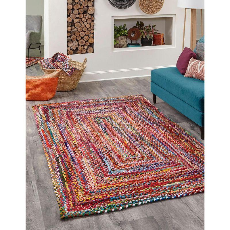 Unique Loom Braided Chindi Collection Area Rug - Layer (8'  x 11' Rectangle Multi/Blue)