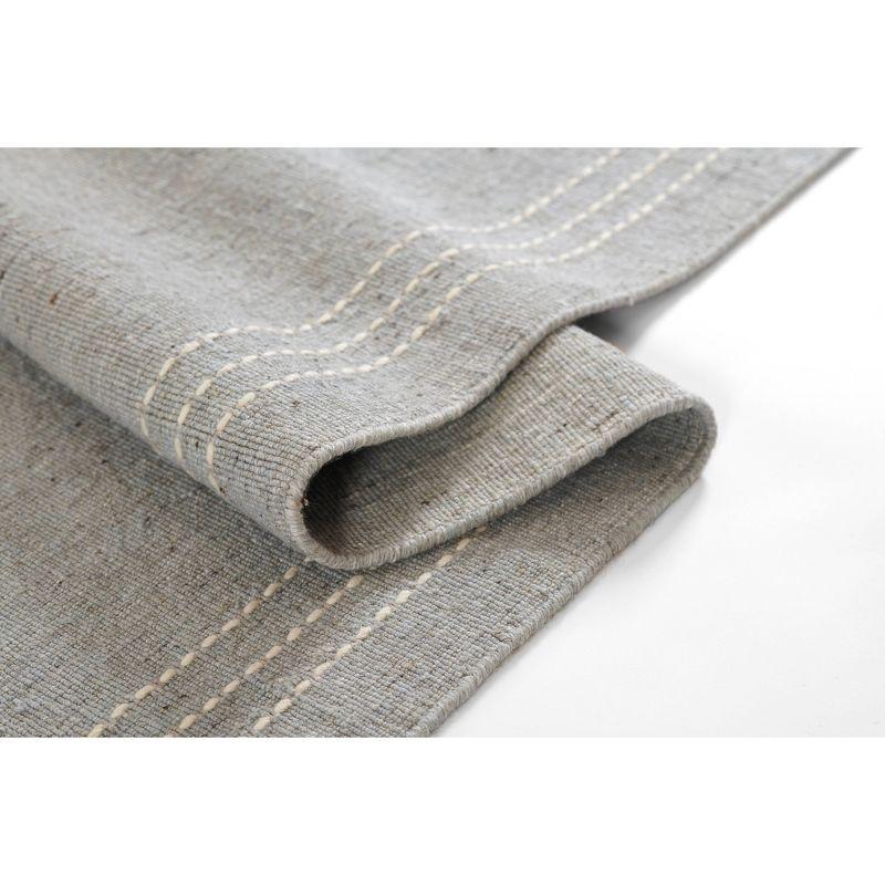 Momeni 3'6"x5'6" Oliver Striped Border Handloomed Area Rug Light Blue: Geometric Wool & Polyester, Low Pile, Indoor Use