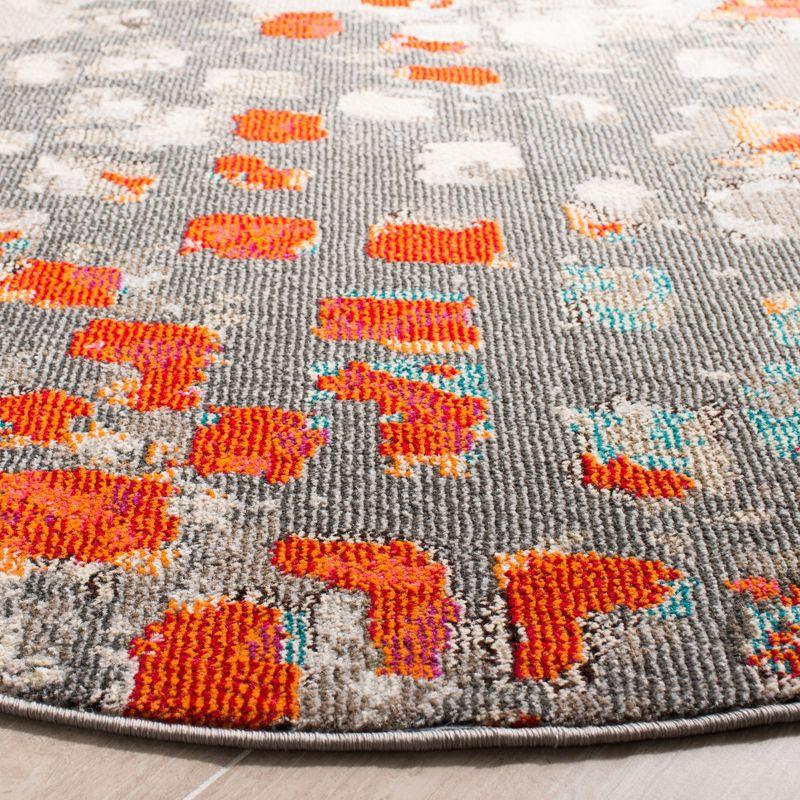 Madison MAD425 Power Loomed Indoor Accent Rug - Grey/Orange - 3' Round - Safavieh