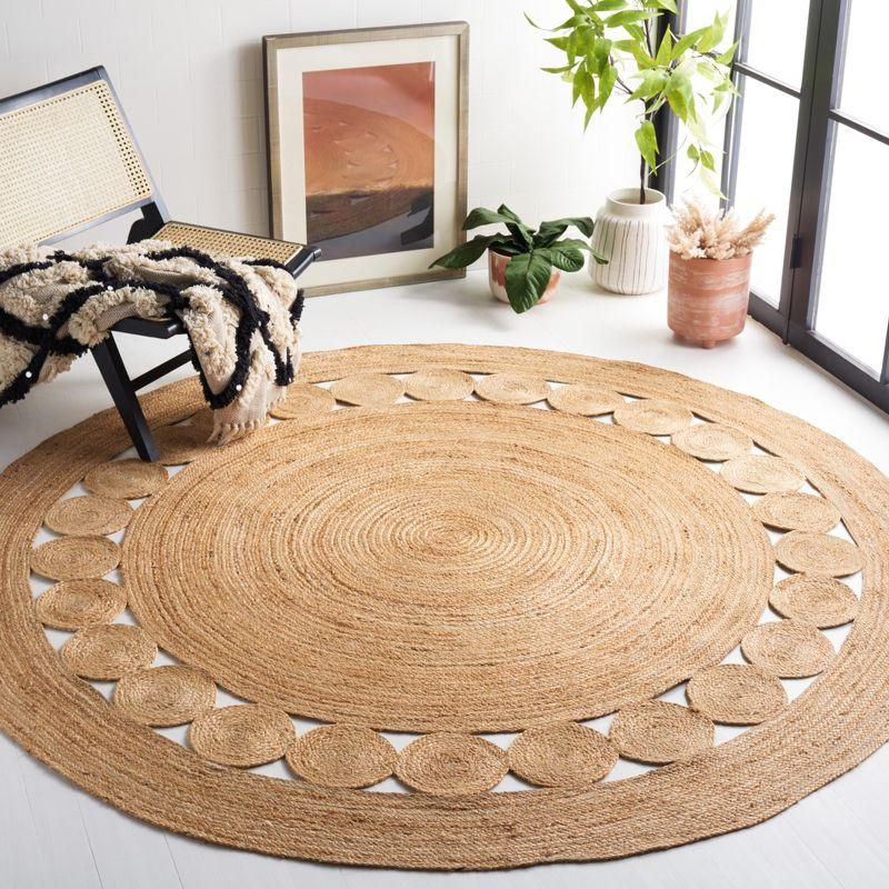 Hand-Knotted Artisan Jute 9' Round Rug in Natural Tone