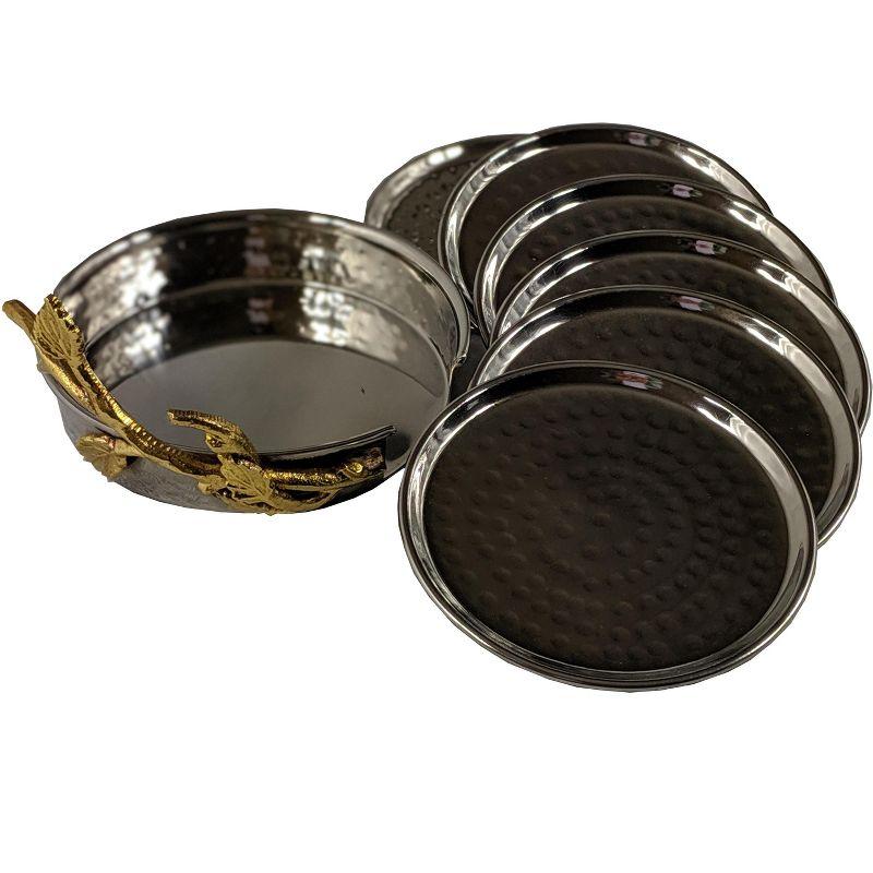Stainless Steel Round 7 Piece Coaster Set (Set of 7)