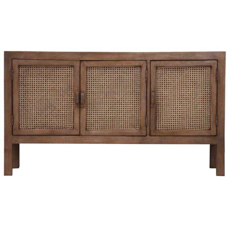 StyleCraft Easton Woven Cane Sideboard Natural: Mango Wood, Transitional Style, Divided Storage, No Assembly Required