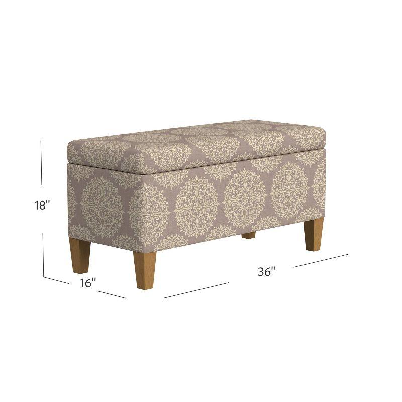 Large Textured Storage Bench Medallion Brown - HomePop: Hinged Lid, Seating & Coffee Table