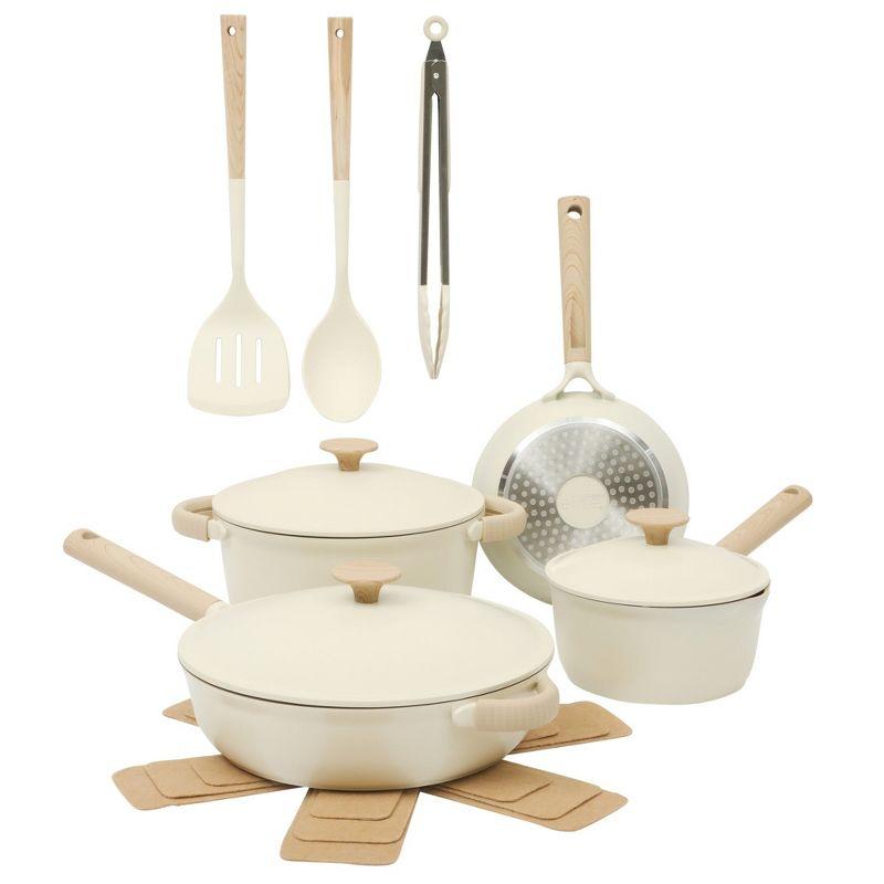 Gibson Elite Folkstone 13 Piece Pots and Pans Durable Cast Aluminum PFA Free Non stick Ceramic Cookware Set